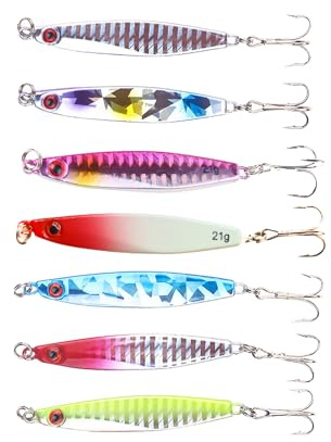 Wjelet 7PCS 21g/0.7oz Fishing Trout Lures Set Trout Spinners for Fishing Spinners for Sea Fishing Lures for Trout Bass Lures and Spoons for Mackerel and Trout