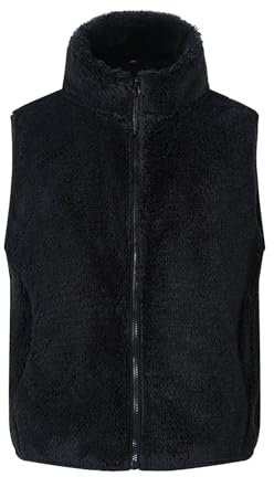 XINYUNZU Fleeceweste Kinder Ärmelloses Winterjacke Fleece Weste Stehkragen Warme Fleecejacke mit Reißverschluss Westen für Jungen und Mädchen 3-8 Jahre Alt Schwarz 140