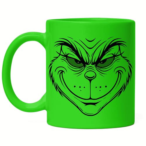 Kiddle-Design Grinch Tasse Vert Fluo Anti Noël Personnalisée Père Noël Cadeau
