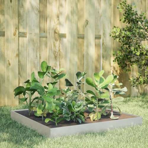 Somanki Hochbeet 100x100x18,5 cm Edelstahl, Palettenrahmen, Hochteich, Gemüsebeet, Kräuterregal Balkon, Blumenbeet, Kräuterspirale, Tomatenbeet, Pflanzhochbeet - 851014