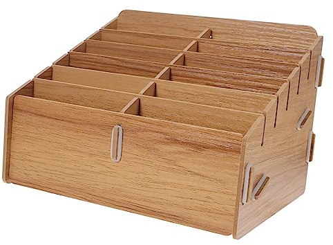 Ciieeo Caja de Madera Diseño de Múltiples Cuadrículas y Gran Capacidad Tapa Adecuado para Organizar y Regalar para Almacenamiento de Tarjetas de Juego y Objetos Pequeños
