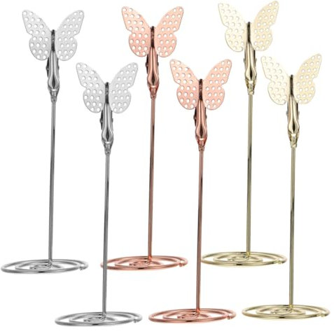 VINTORKY 6stücke Tischkartenhalter Schmetterlingsform Elegante Platzkartenhalter Für Hochzeiten Veranstaltungen Und Partys Clips Und Roségold Für Tischnummern Menüs Und Fotos