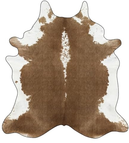 Enigmaire Kuhfell Teppich, Kunstfell, Teppich Aus Rindsleder, Realistisches Aussehen, Modisch Und VerschleißFest, Unregelmäßiges Muster, Geeignet Für Vor Den Kamin, 180*240cm, Braun