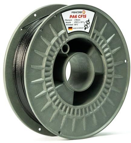 PRINCORE Nylon PA6 CF15, Kohlefaser Filament 1,75mm, Schwarz (500 Gramm)