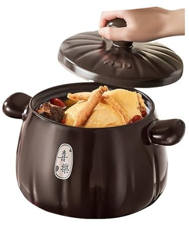 YAOHY Cocotte Fonte avec Couvercle Four Hollandais en Céramique Pot De Terre Cuite À Feu Ouvert Casserole Cuisson Cuisine