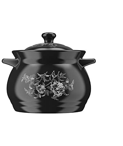 Cazuela de barro, cazuela de cerámica antiadherente con tapa, cazuela redonda cubierta, fuente de horno de cerámica esmaltada apta for horno, olla for hornear, estofado for sopa, cena (6,5 l)(4L)