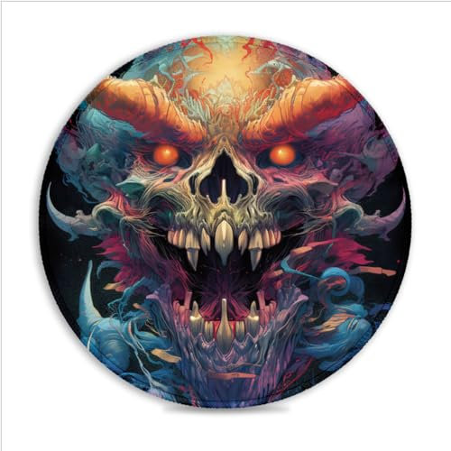 Tapis Souris Jeu Astral Demon (30X30) CM 11.81(in) Tapis Bureau Rond respectueux l'environnement Bord Cousu Base antidérapante Compatible avec Les Souris Laser et optiques