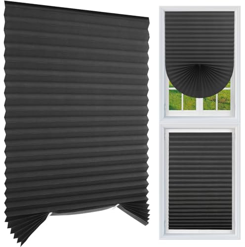 MI CASA Stick on Blinds Windows, No Drill Instant Temporary Curtains 60W x 150H cm Light Filtering Shade, Privacy Protection Bedroom, Kitchen, Bathroom, Easy Fit Blinds, with 2 Clips, Grey