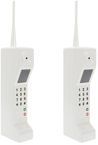ADOCARN 2pcs Cell Phone Prop: Retro Brick Mobile Phone Ornament - 80s 90s Old Fashioned Vintage Cellphone Model for Halloween Home Office Party Decoration