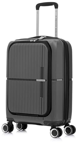 Preston Morgan Cabin Suitcase Lightweight Rolling Laptop Travel Case on 4 Wheels and Built in TSA Lock | Charcoal