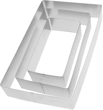 WEKADRIN 3 Pièces Moule à Gâteau Rectangulaire Inoxydable Cadre Pâtisserie Acier Inoxydable pour Découpe Mousse Pâte et Fromage Hauteur pour Dessert Outil de Cuisson Réutilisable et Facile
