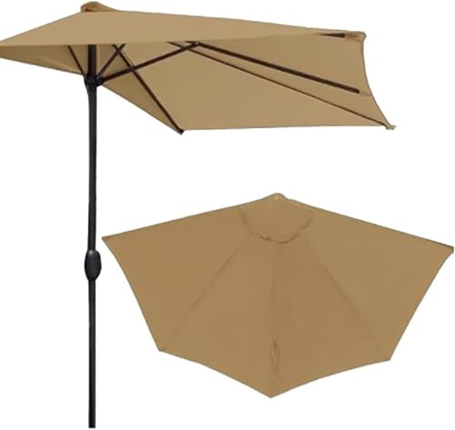 Outdoor Half Umbrella Replacement Canopy Waterproof Blue Half Round Top Cover for Small Backyard Pool or Patio Shade Perfect for Sun Protection and Garden Use