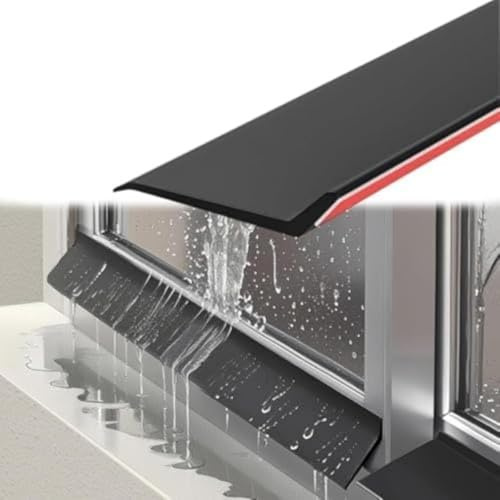 Barrera de lluvia autoadhesiva para ventanas, sello de goma impermeable de 135° para marco y pared. Protección contra fugas de agua, ideal para ventanas corredizas y abatibles (Ancho (4,5 cm)*1,5 m)