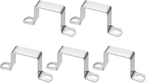 sourcing map 5 abrazaderas de tubo cuadradas de 40 x 40 mm, acero inoxidable 304, hebilla de tubo cuadrada en forma de U, conector de puntal para cable de manguera de tubo, color plateado