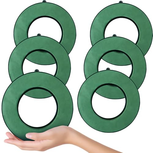 LDXDRU 6 Stücke Steckschaum Kranz, Rund Steckschaum-Ring 15cm, Steckmasse Nasssteckschaum Set Steckmoos mit Auffangschale Steckschwamm zum Basteln für Feiern Hochzeit, Geschenke Blumensteckschaum