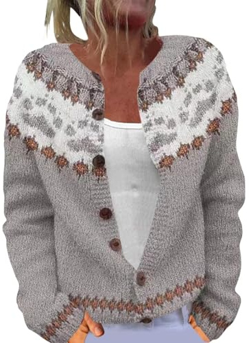 Generisch Chaqueta de punto para mujer, cárdigan corto elegante noruego, cárdigan de punto para invierno, otoño, cálido, suéter de punto para niña, cárdigan de punto clásico, chaqueta de entretiempo