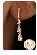 HANLI Diamante Orecchini Pendenti Donna Oro Placcato 14K e Zirconi Cubici Anallergici Leggeri Trendy Gioielli di Moda per le Donne