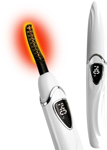 Recourbe Cils Chauffant Tehoi S600 - Boucle Cils Chauffé avec Contrôle de Température Précis, Arrêt Automatique Intelligent pour Maquillage Naturel et Boucles Longue Durée (White+Silver)