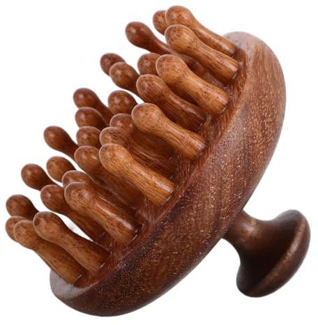 Uonlytech Peine de Aro de Madera Natural para Masaje del Cuero Cabelludo Dientes Anchos y Puntos Meridianos, Cepillo Gua Sha para Estimular y Limpiar el Cuero Cabelludo