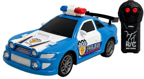 Generico Auto Polizia Telecomandata Ruote Gommate Scala 1:28 Pattuglia Macchina della Polizia RC Police Car Macchinine Radiocomando Monocanale Movimento Auto Radiocomandata Super Car Racing Sport (a)