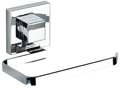 WENKO Vacuum-Loc Wand Toilettenpapierhalter Quadro, Halterung für Toilettenpapier, Befestigen ohne Bohren, Rostfreier Edelstahl, 14 x 6 x 11 cm, Glänzend