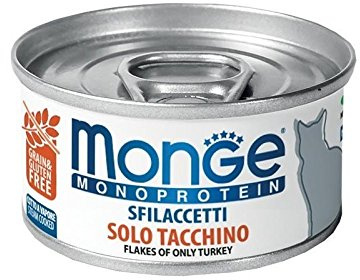Monge Natural Superpremium Monoprotein* Flakes with Turkey, Nassfutter für Katzen (Katzenfutter aus Pute, hochverdauliches Katzenfeuchtfutter, hochwertiges Futter, Getreide- und glutenfrei, 85 g)