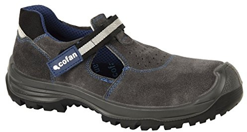 Cofan Sandalia de Serraje | Color Gris | Seguridad S1P | Modelo Petrina | Cierre con Velcro