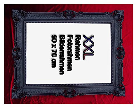 Bilderrahmen Schwarz 90x70 cm mit Glasscheibe Hochzeitsrahmen Selfie Fotorahmen Foto Requisiten Rahmen Antik Barock Rokoko Repro Shabby Chic RENAISSANCE JUGENDSTIL RETRO DESIGN LUXURIÖS PRUNKVOLL 58TR