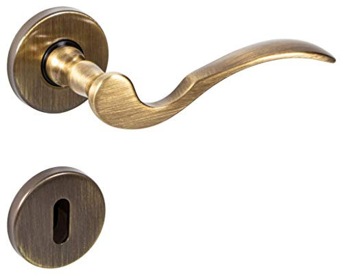 JUVA Set di Rosette per Porte Vintage | Cucchiaio | Maniglia per porte di spessore 35-47 mm | 1 Set per porte incl. materiale di fissaggio | Ottone Brunito | BB - Buntbart