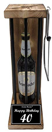 Krombacher - Biergeschenke für Männer lustig 40 Geburtstag Geschenke Eiserne Reserve Black Edition Text s/w Happy Birthday 40 Geburtstag Bier (1 x 0.5 l)
