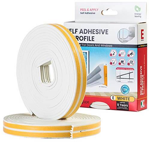 Sanojtape Tira de Sellado Junta Burlete para Puerta Ventana E Blanco de 16 Metros Caucho Autoadhesivo para Aislar de Eliminación de Ruidos Corrientes Aislamiento