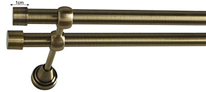Sento 19/19mm Metall Gardinenstange Vorhangstange 2-läufig Messing Antik Classic Zoya 180 cm