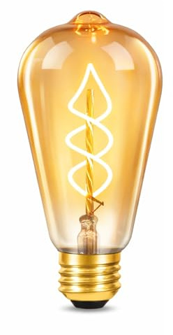 GBLY 1X Edison Glühbirne E27 LED Vintage - Retro Dekorative Leuchtmittel 4W - ST64 LED Spiral Filament Lampen 2200K Warmweiss Licht Antike Glas Glühlampe für Haus Café Bar Restaurant