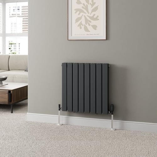 DuraTherm® 600 x 608mm Anthracite Grey Horizontal Designer Radiator Double Column Flat Panel Modern Central Heating Panels Bathroom Radiators