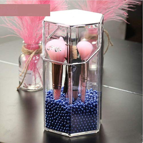 JMAHM Kosmetikorganiser Make up Pinselhalter Make up Organizer Premium Acryl Staubdicht mit Perlen 2800 Partikel (Sechseck, Blau)