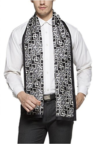 Prettystern 2-lagiger Herren Seidenschal – klassisch & elegant - HerrenSchal aus 100% Seide für Business Abendmode