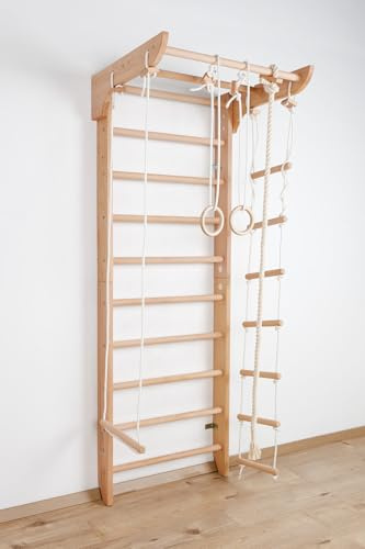 SportBaby Escalera Sueca Barras de Pared Kinder-2-220, Gimnasia de los niños en casa, Complejo Deportivo de Gimnasia - Certificado, almacén de la UE