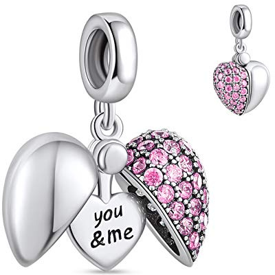 NINGAN 'I Love You 'Colgante de amor cuentas brillantes zircon plata esterlina encanto joyas San Valentín regalo de día de la madre para mujeres pulseras europeas (junio)