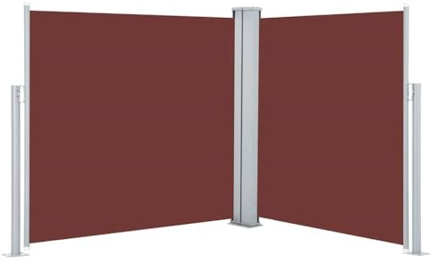 'vidaXL Retractable Side Awning: Brown, Adjustable Width up to 600 cm, Water- and UV-Proof Polyester Fabric, Ideal for Garden, Patio, Balcony