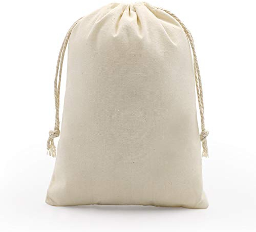 SumDirect 20Pcs Cotton Muslin Bags, Medium White Cotton Bag Gift Pouch with Drawstring Reusable Packing Storage Bags for Wedding, Party, Birthday(13x18cm)