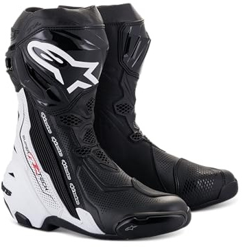 Alpinestars Supertech R Vented - Stivali da moto (nero/bianco, 45), nero/bianco, 45 EU