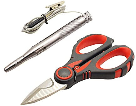 Tijeras de electricista, Tijeras profesionales de electricista multifunción con comprobador de corriente, Tijeras pelacables con crimpadora