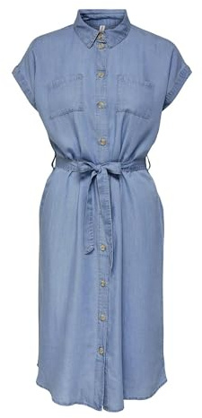 ONLY Onlpema Hannover SS DNM SH Vestido Qyt para Mujer, Medio Azul Denim, XS
