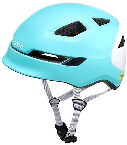 KED Pop Kinder Fahrradhelm Mit LED Rücklicht Und MIPS Sicherheitssystem | Farbe: Iceblue White | Größe: 52-56 (M)
