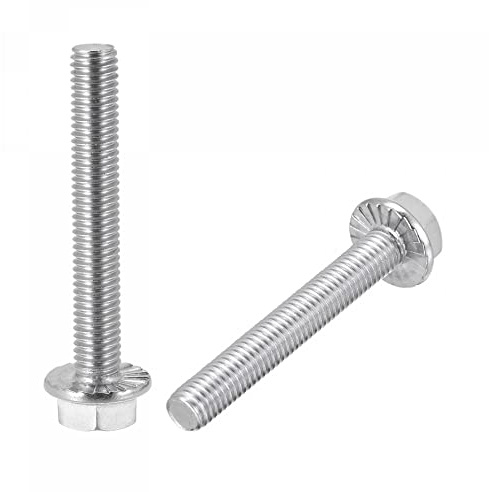 sourcing map M8x60mm Hex Serrated Flange Bolts Screws Metric Thread 304 Stainless Steel 5pcs