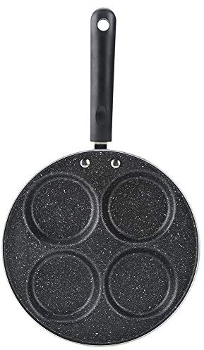 4 Egg Frying Pan, Divided Pot for Cooking Non stick Skillet Omelette Multifunction with Soft Touch Handle for Fried Egg Pancake(Four round holes)