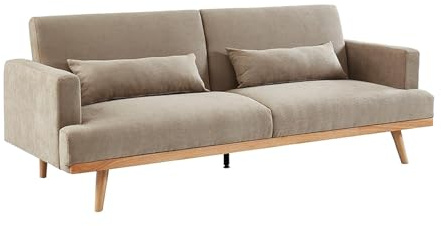 Vente-unique - Canapé 3 Places Convertible clic-clac en Tissu ESME - Beige