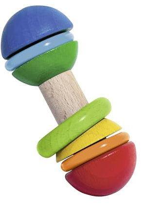 Eichhorn - Baby Stab-Greifling, 10,5 cm lang, bunt, aus 100 Prozent FSC zertifiziertem Buchenholz, ab 3 Monaten