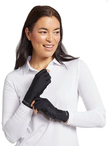 Solbari Fingerless Driving Gloves Upf50+ UV Protection, Sun Protective for Women, Black, Medium