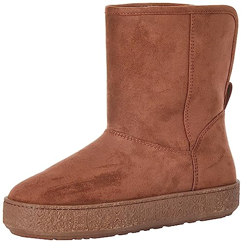 Amazon Essentials Damen Lammfellstiefelette, Kastanienbraun Mikro Wildleder, 43 EU